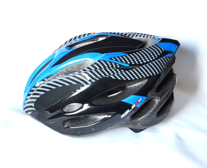Kask rowerowy z regulacją czarno-srebrno-niebieski  L 58-52cm